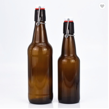 500ml amber glass beer bottle with swing-top cap