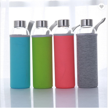 500ml insulated custom portable borosilicate drinking glass water bottle