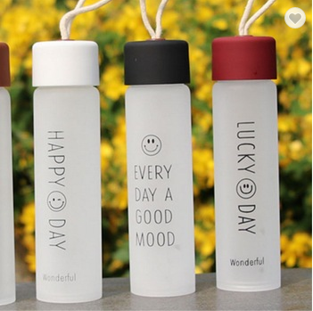Promotional custom logo printing Drinking glass water bottle with screw cap