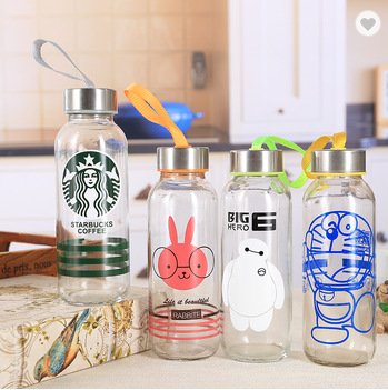 cheap clear unbreakable children glass water bottles with custom logo