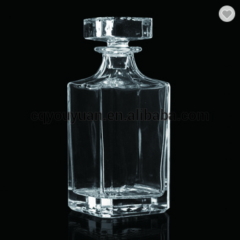 Crystal Glass Lid Cork Square Wine Decanter Whisky 750ML Glass Bottles